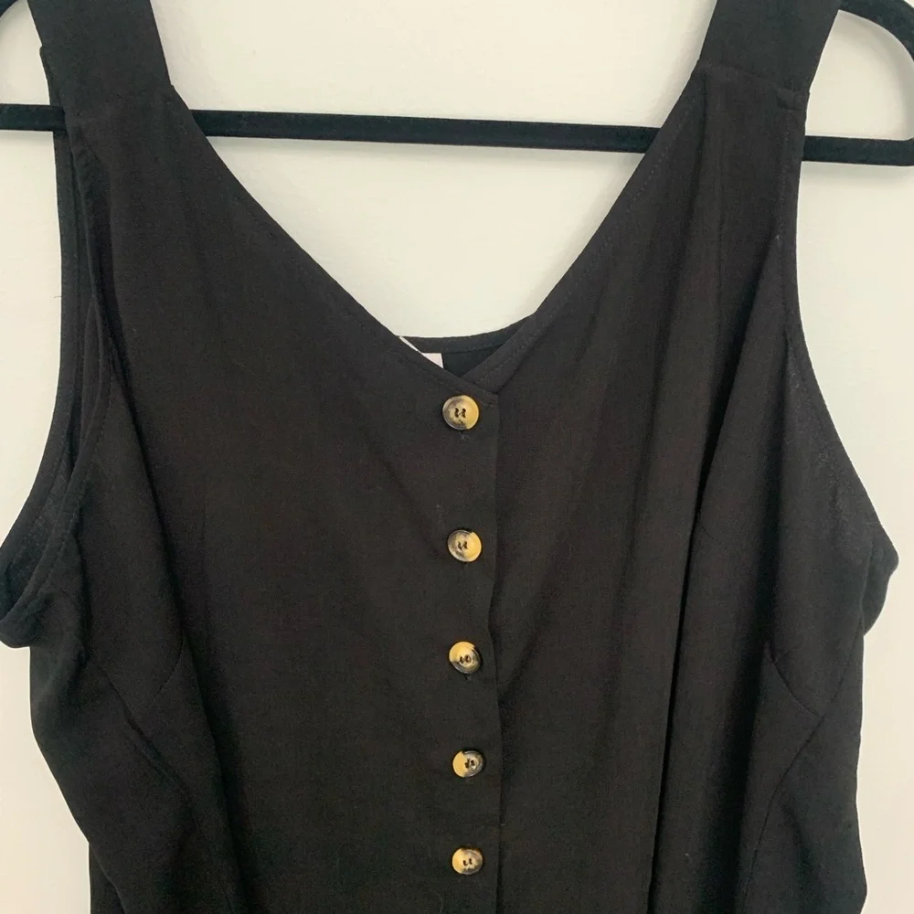 Black Button-Down Women's Top - Picture 2 of 4
